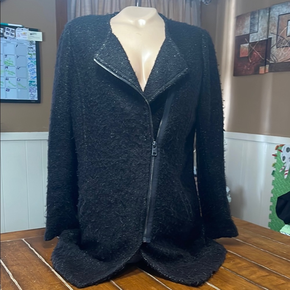 Banana Republic Lined  Black Blazer Jacket with Boucle Collar size medium